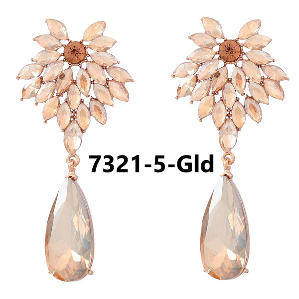 Flower Full Diamond Drop Earrings
