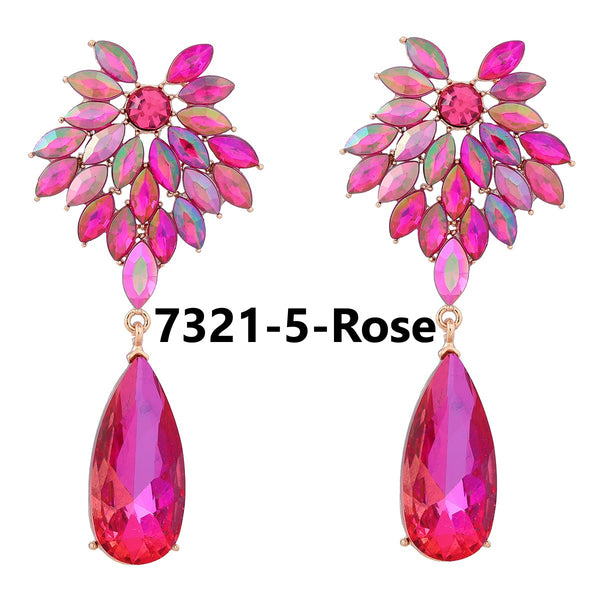 Flower Full Diamond Drop Earrings