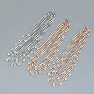Multi Layered Rhinestones Necklace