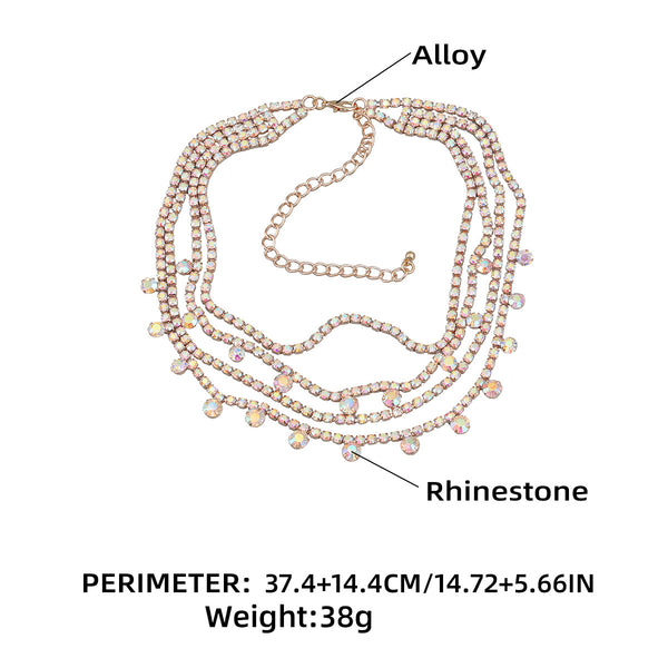 Multi Layered Rhinestones Necklace