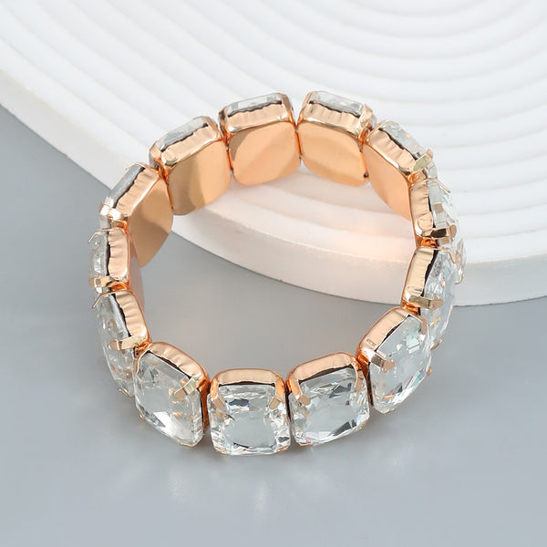 Round Glass Diamond Elastic Bracelet