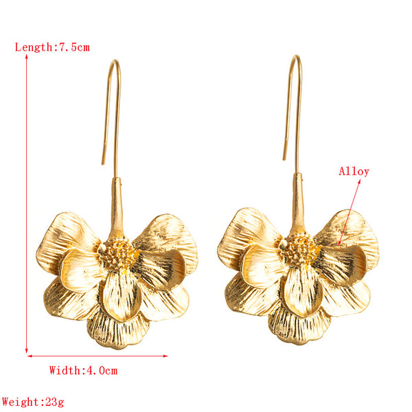 Long Flower Hook Earrings