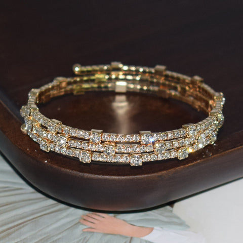 3 Rows Memory Wire Diamond Bracelet