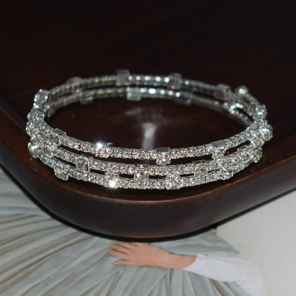 3 Rows Memory Wire Diamond Bracelet