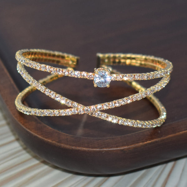 Rhinestone Cross Open Bracelet