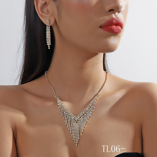 Evening Rhinestone Necklace and Earrings Set