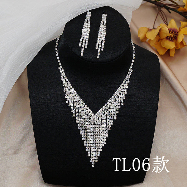 Evening Rhinestone Necklace and Earrings Set