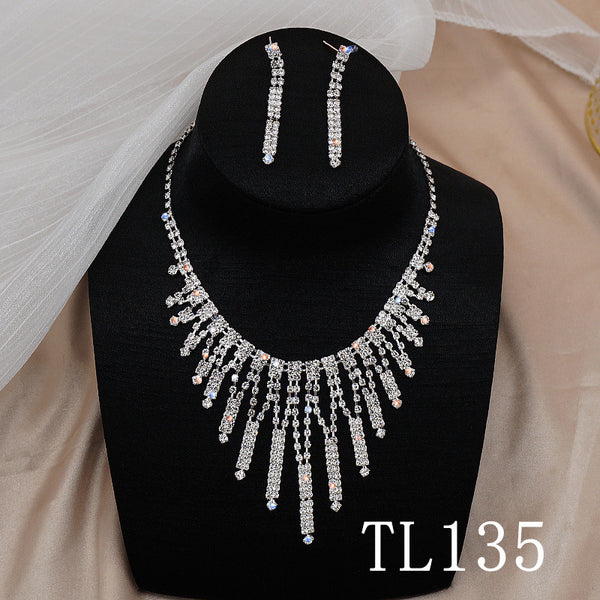 Evening Rhinestone Necklace and Earrings Set