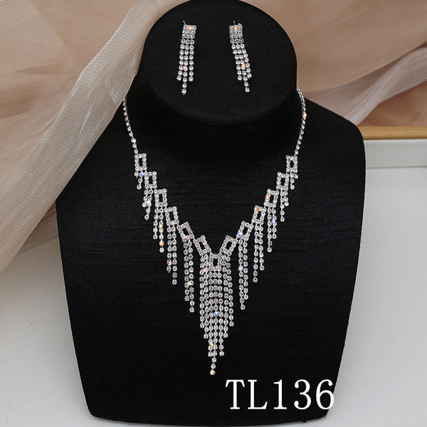 Evening Rhinestone Necklace and Earrings Set