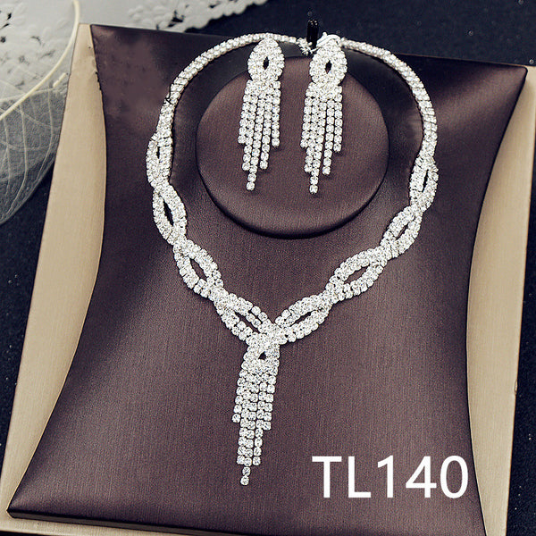 Evening Rhinestone Necklace and Earrings Set