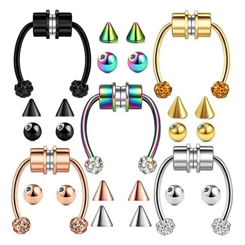 Stainless Steel Magnetic False Nose RIng 3 Balls