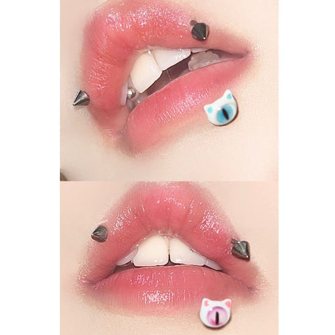 One Eyed Lip Ear Stud Piercing
