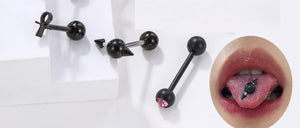Dark Punk Dumbbell Shaped Tongue Piercing