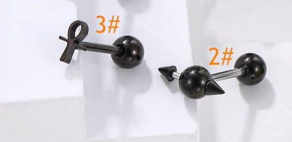 Dark Punk Dumbbell Shaped Tongue Piercing