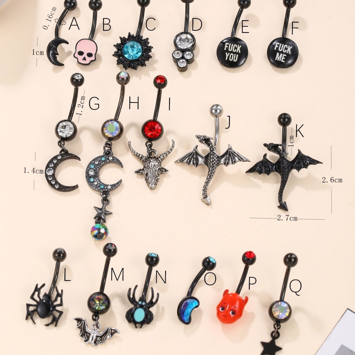 Gothic Zircon Stainless Steel Belly Button Ring
