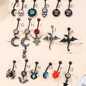 Gothic Zircon Stainless Steel Belly Button Ring