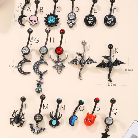 Gothic Zircon Stainless Steel Belly Button Ring