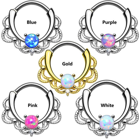 Opal Nose Clip Ring Piercing