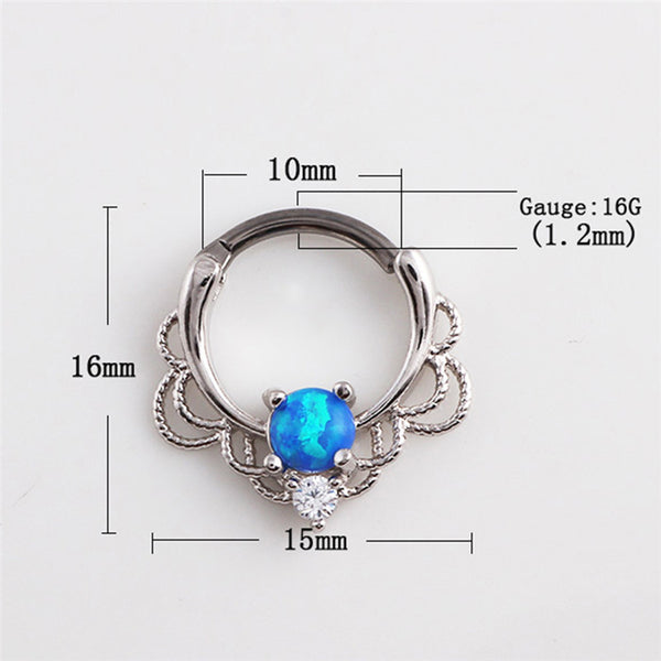 Opal Nose Clip Ring Piercing