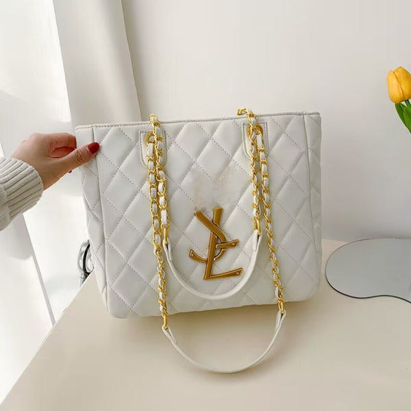 YL Large Quilted Chain Strap Shoulder Bag