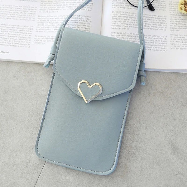 Heart Buckle Mobile Bag With Transparent Touch Screen