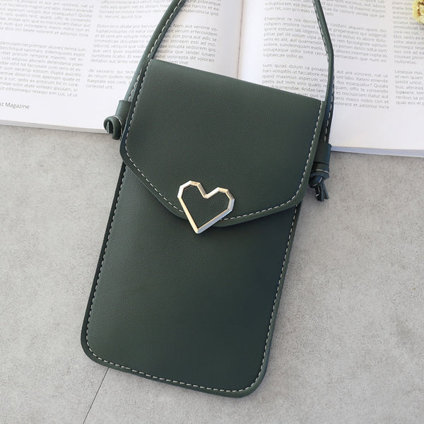Heart Buckle Mobile Bag With Transparent Touch Screen