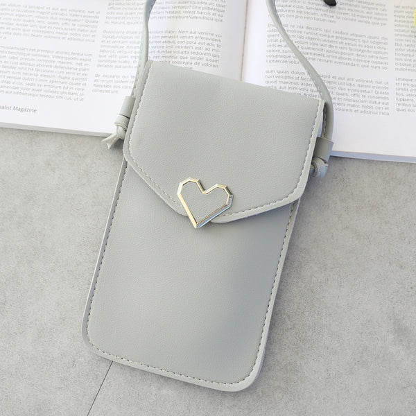 Heart Buckle Mobile Bag With Transparent Touch Screen