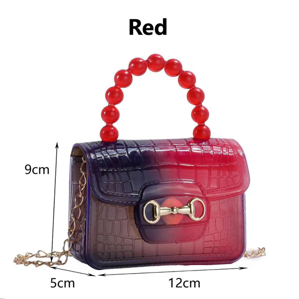 PVC Jelly Gradient Color Bead Handle Mini Bag