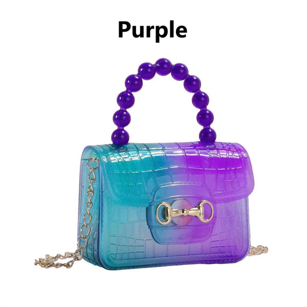 PVC Jelly Gradient Color Bead Handle Mini Bag