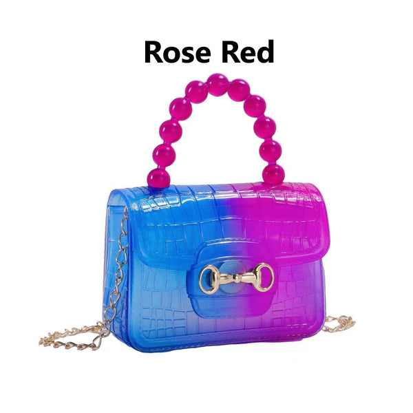 PVC Jelly Gradient Color Bead Handle Mini Bag