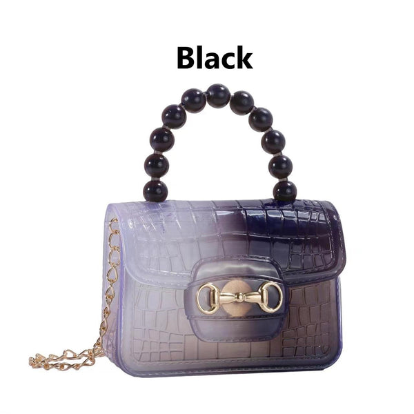 PVC Jelly Gradient Color Bead Handle Mini Bag
