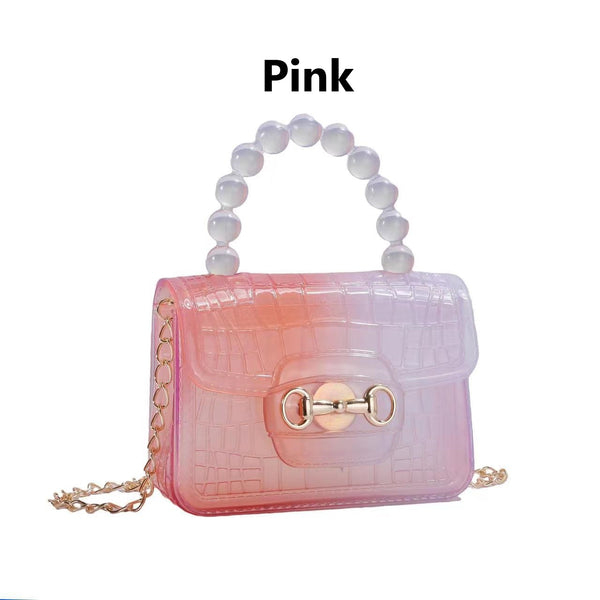 PVC Jelly Gradient Color Bead Handle Mini Bag