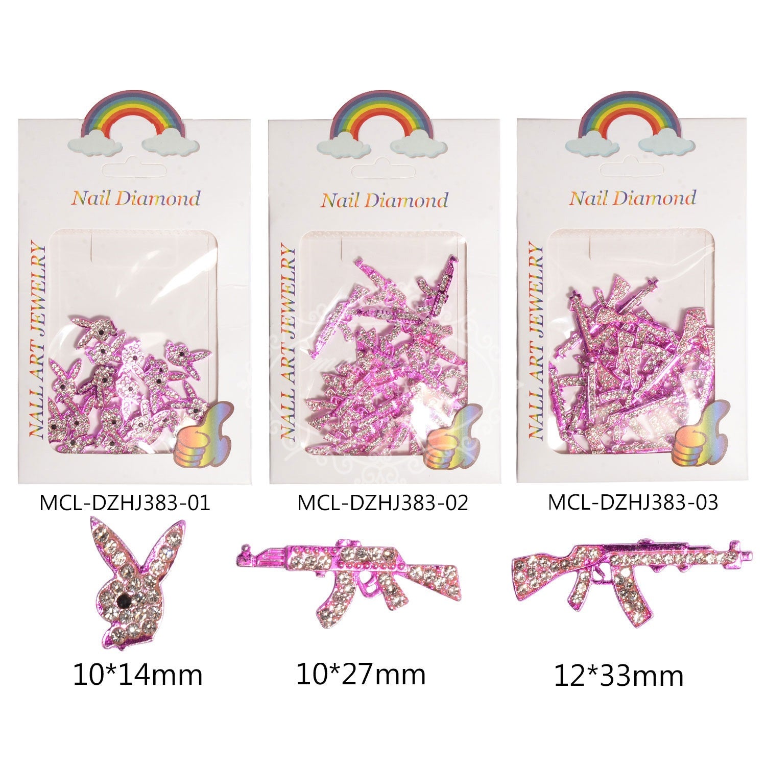 Diamond Encrusted Pink Nail Art Decoration