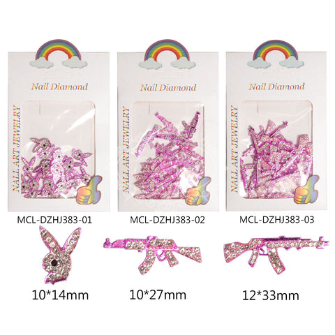 Diamond Encrusted Pink Nail Art Decoration