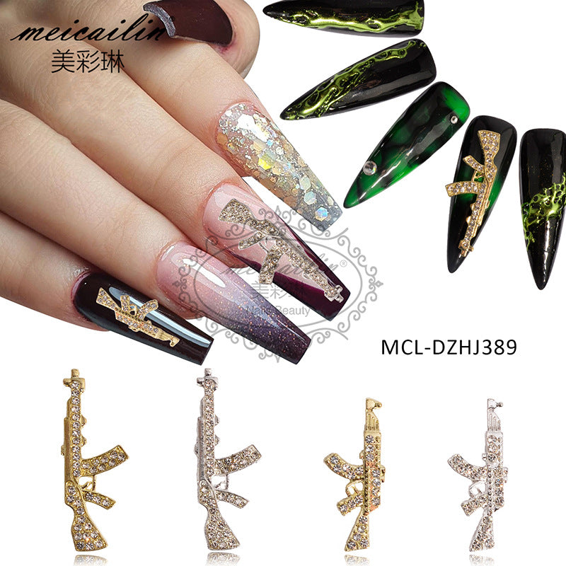 Diamond Inlaid Gun Nail Art