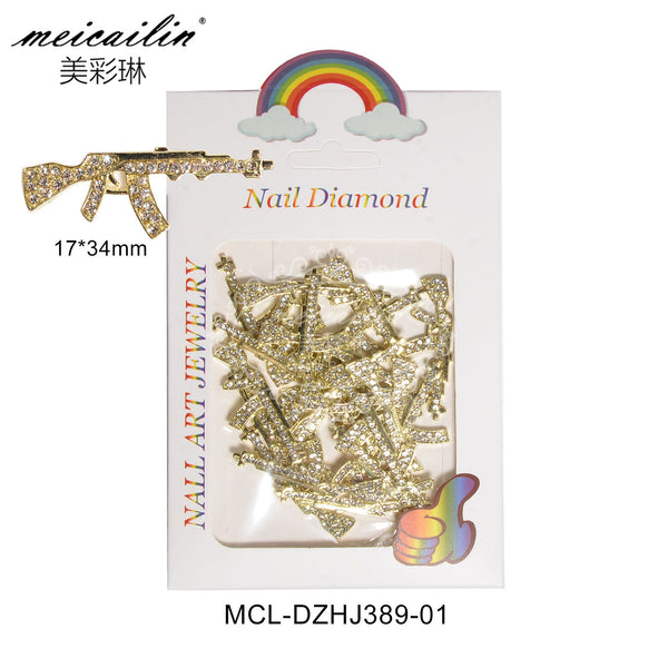 Diamond Inlaid Gun Nail Art