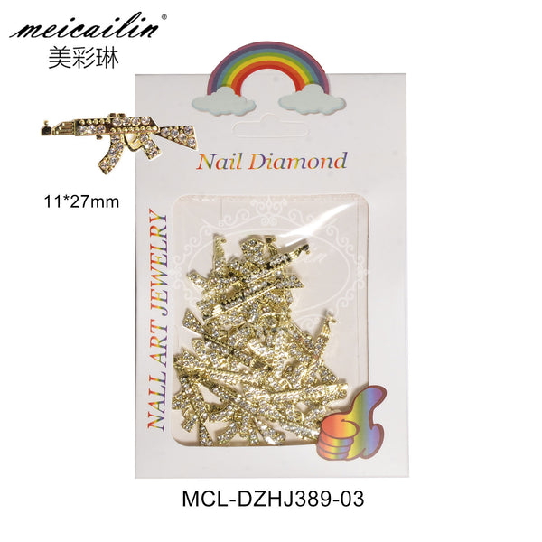 Diamond Inlaid Gun Nail Art