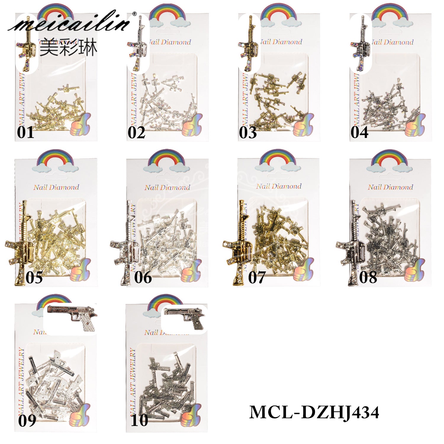 Metal Diamond Gun Nail Art Accessory