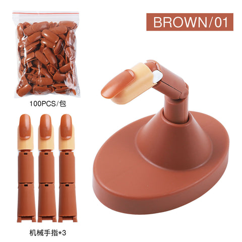 Nail Art Practice Mechanical Prosthetic Finger with Base