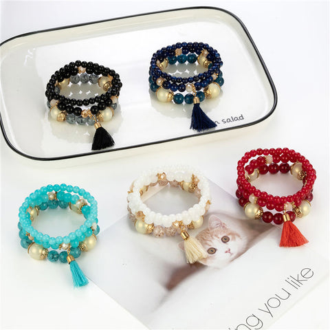 Bohemian Hand-Beaded Multi-Layered Bracelet