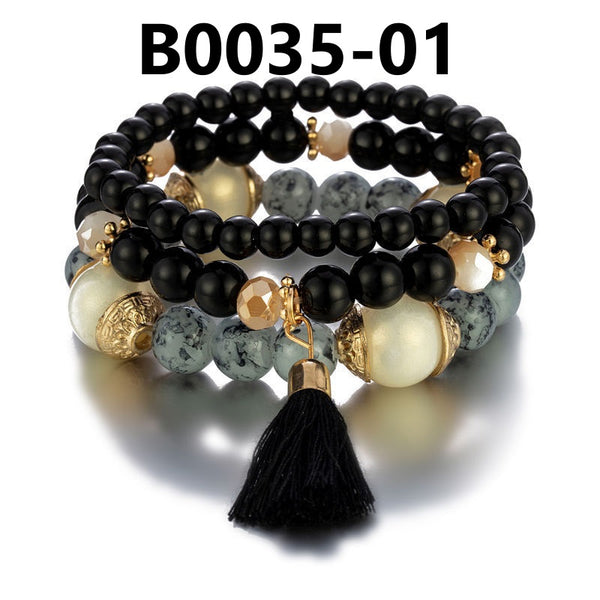 Bohemian Hand-Beaded Multi-Layered Bracelet