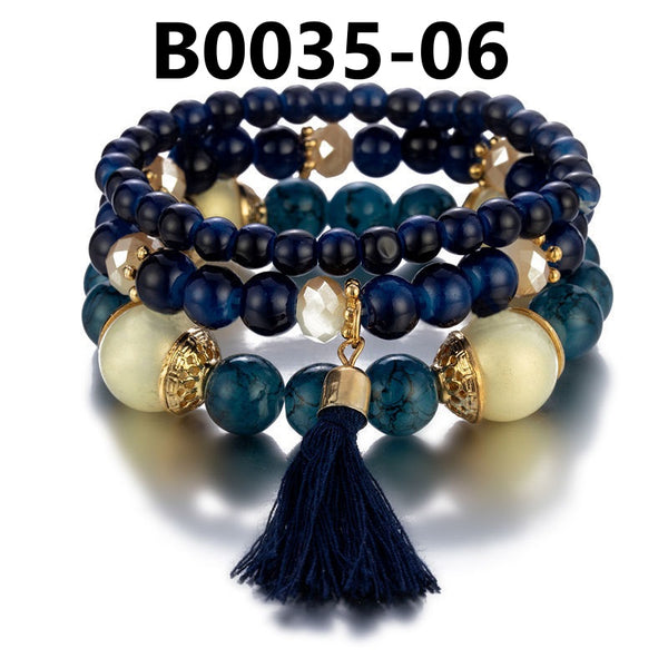 Bohemian Hand-Beaded Multi-Layered Bracelet