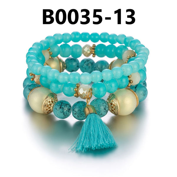 Bohemian Hand-Beaded Multi-Layered Bracelet