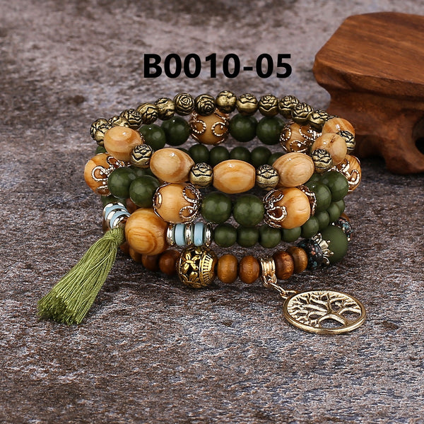 Bohemian Multi-Layered Wooden Bead Bracelet