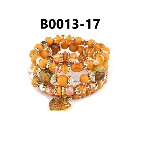 Bohemian Multi-Layer Crystal Heart Bead Bracelets