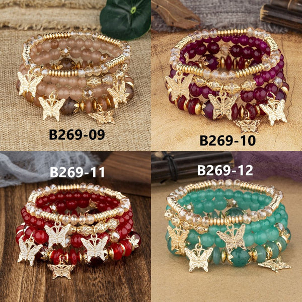 Butterfly Pendant Multi-Layered Bracelet