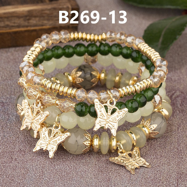 Butterfly Pendant Multi-Layered Bracelet