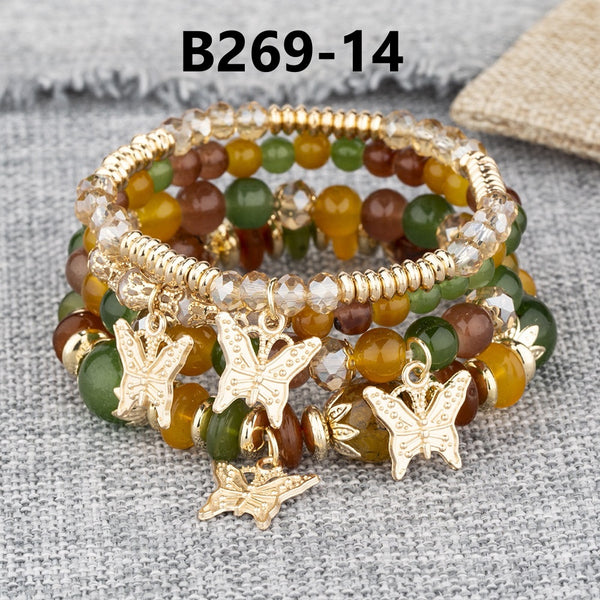 Butterfly Pendant Multi-Layered Bracelet