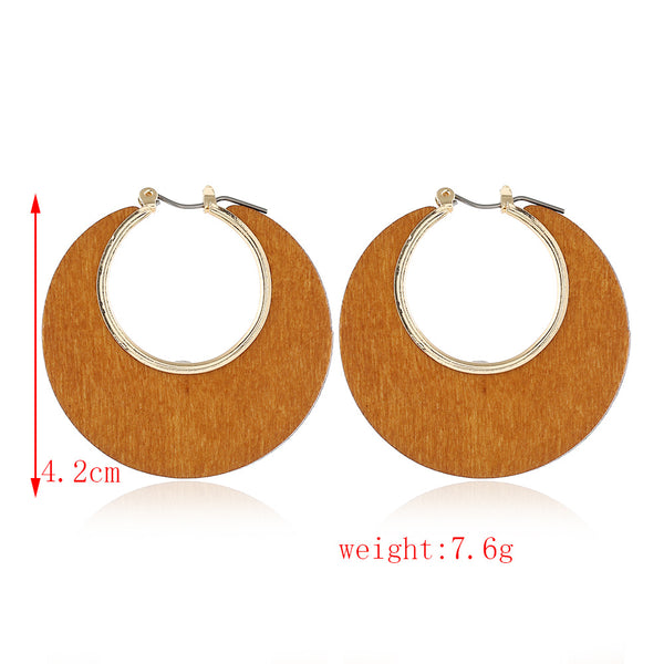 Round Wood Hollow Earrings