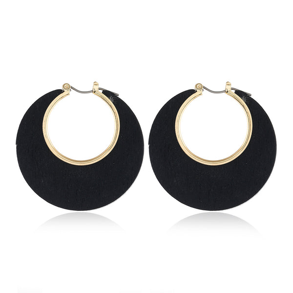 Round Wood Hollow Earrings